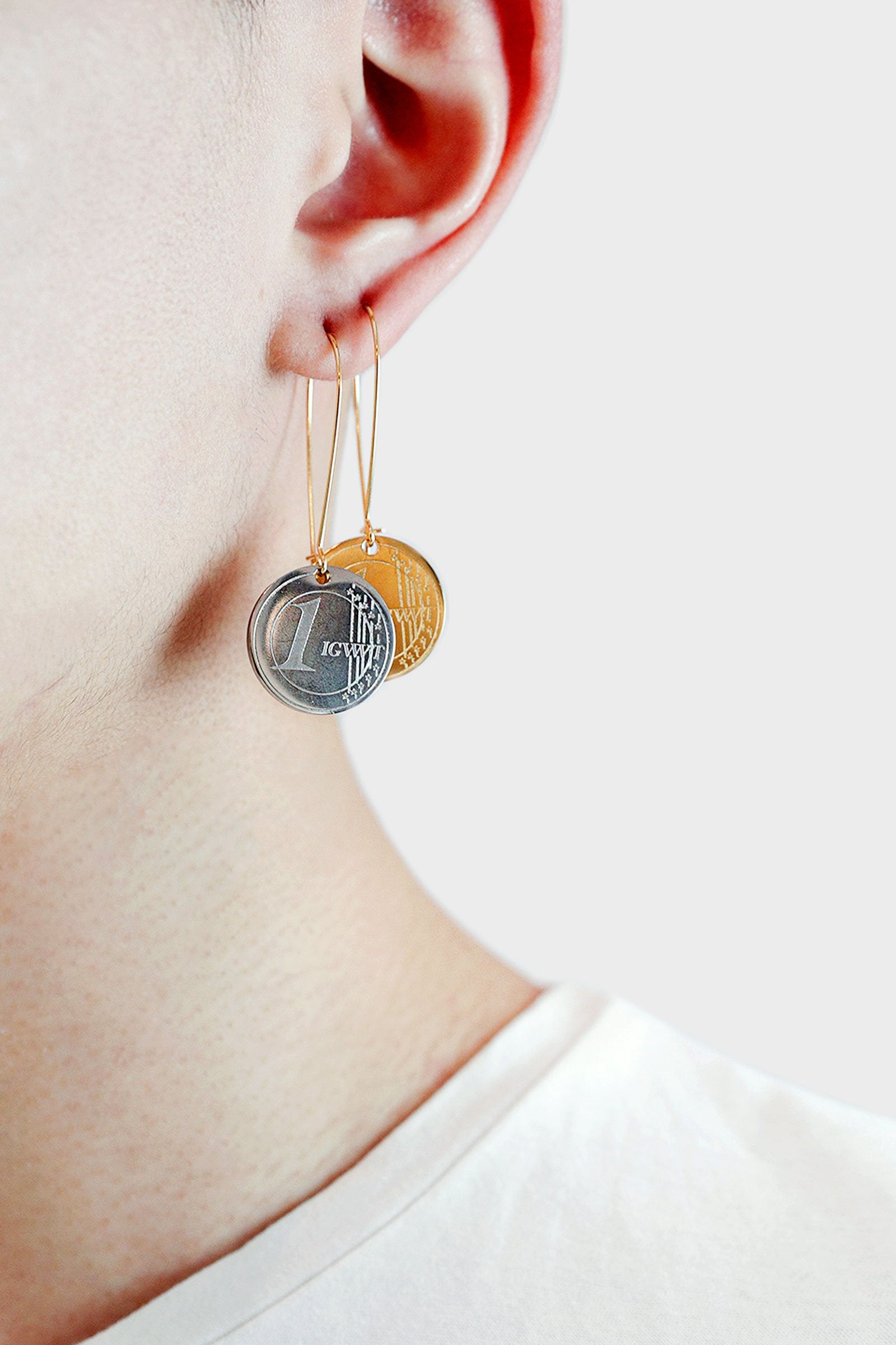 La Boucle d'oreille 1€ Silver